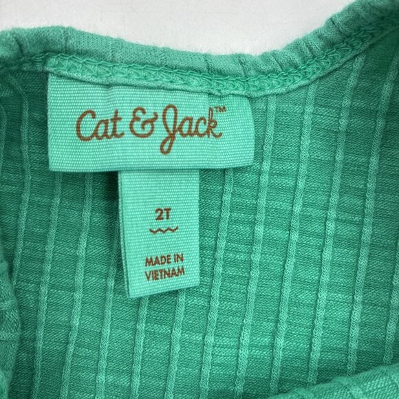 Cat & Jack Girls 2T Green Romper Tank Top Pocket Shorts Outfit Toddler Summer - Picture 5 of 6